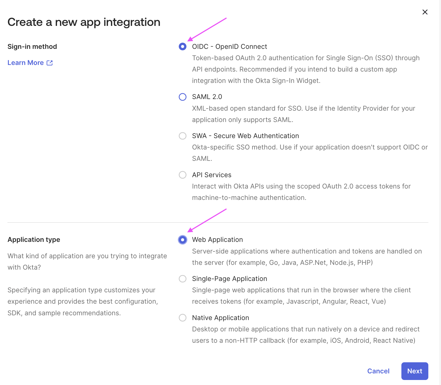 Create OIDC Application