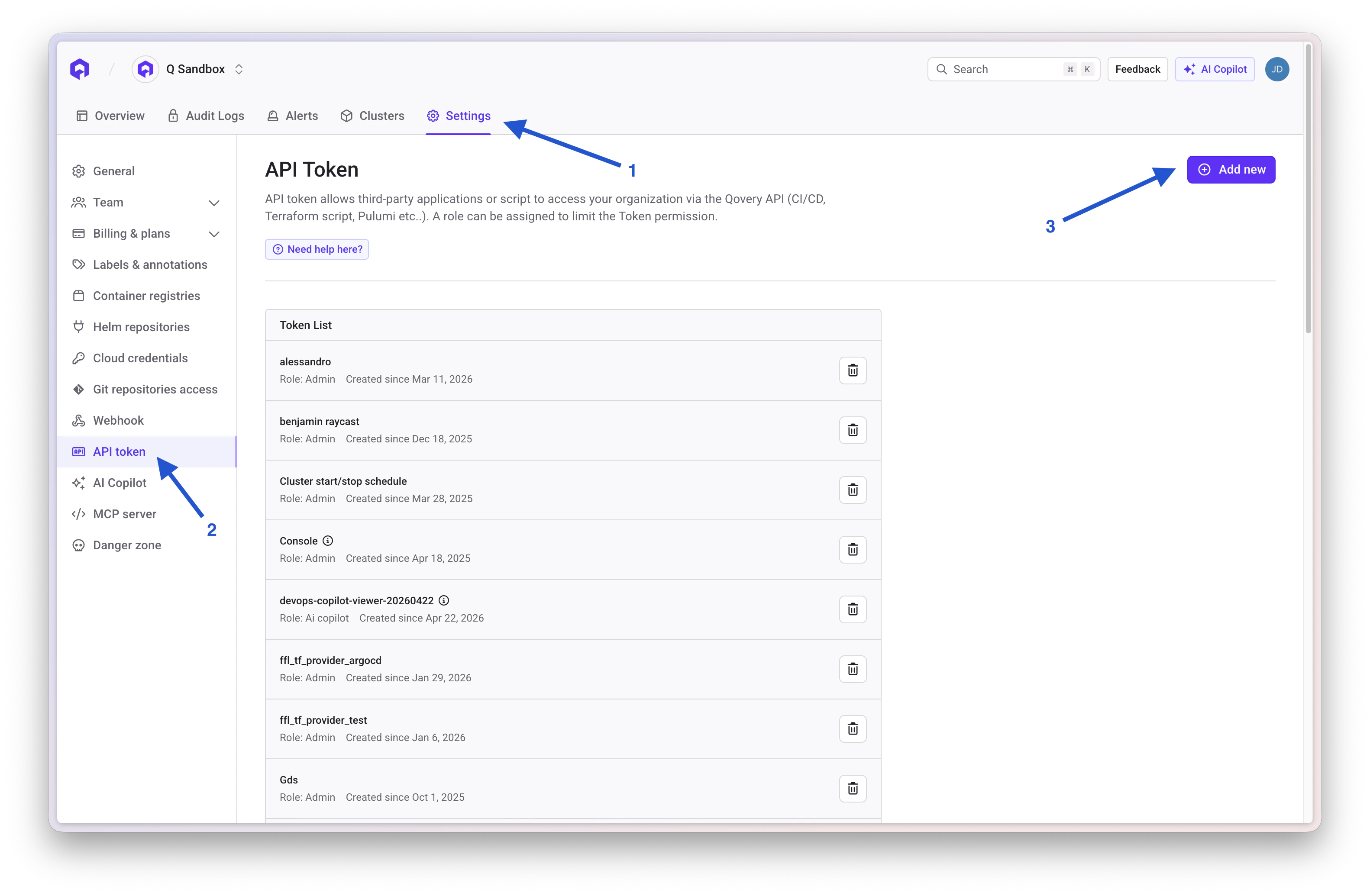 Generate Qovery API Token