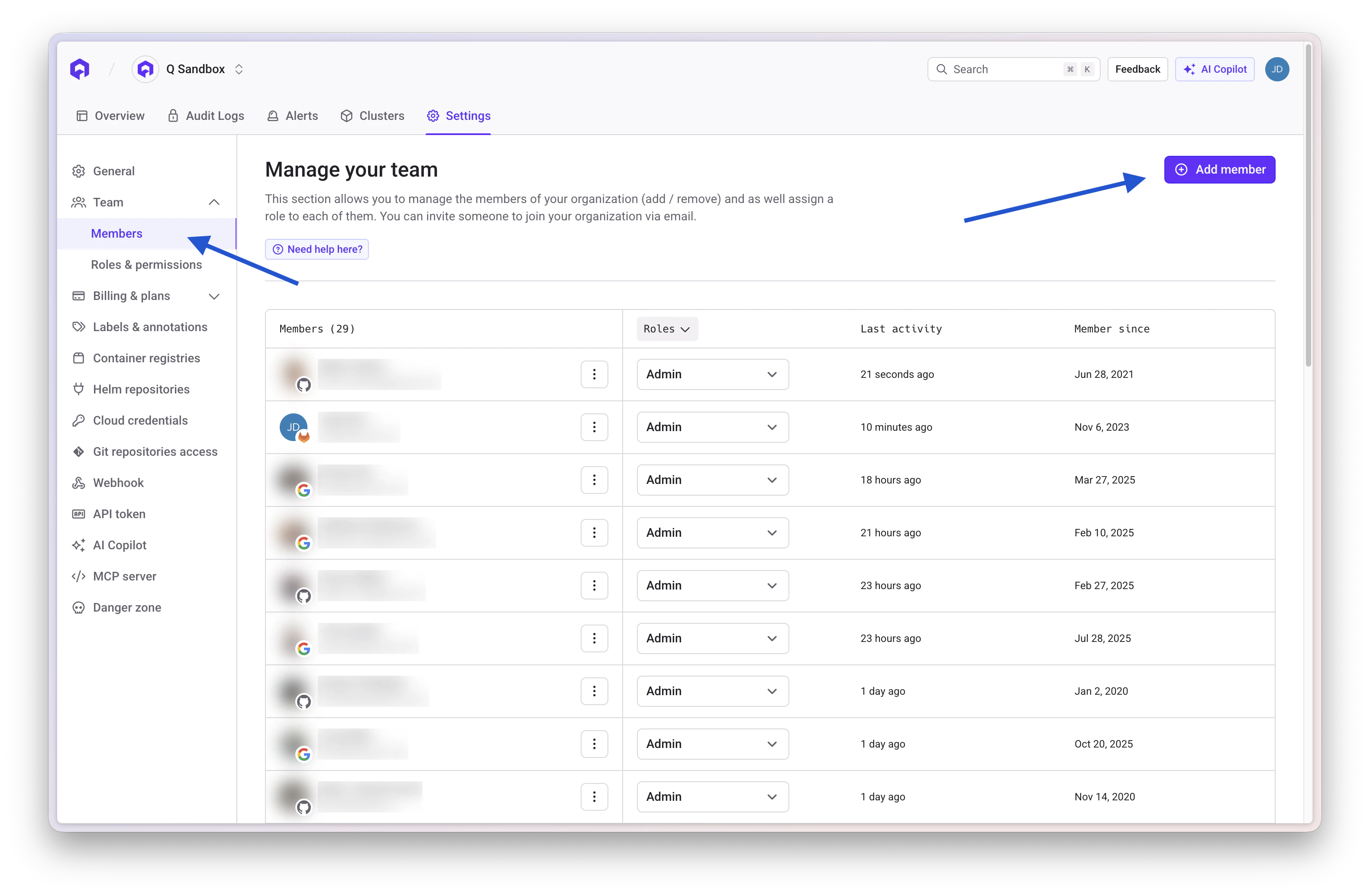 Qovery - List all members within an organization