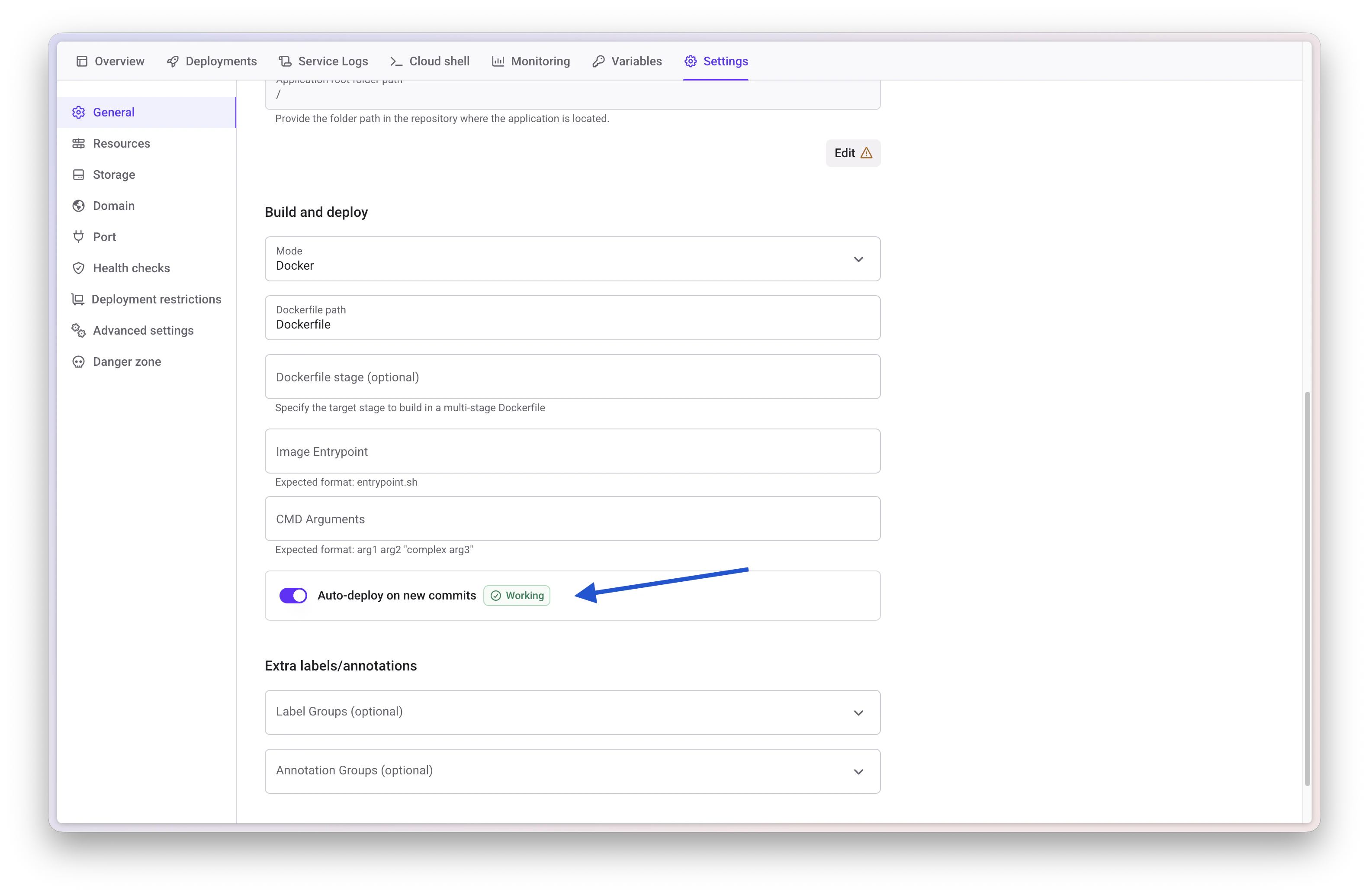 Auto-Deploy Settings