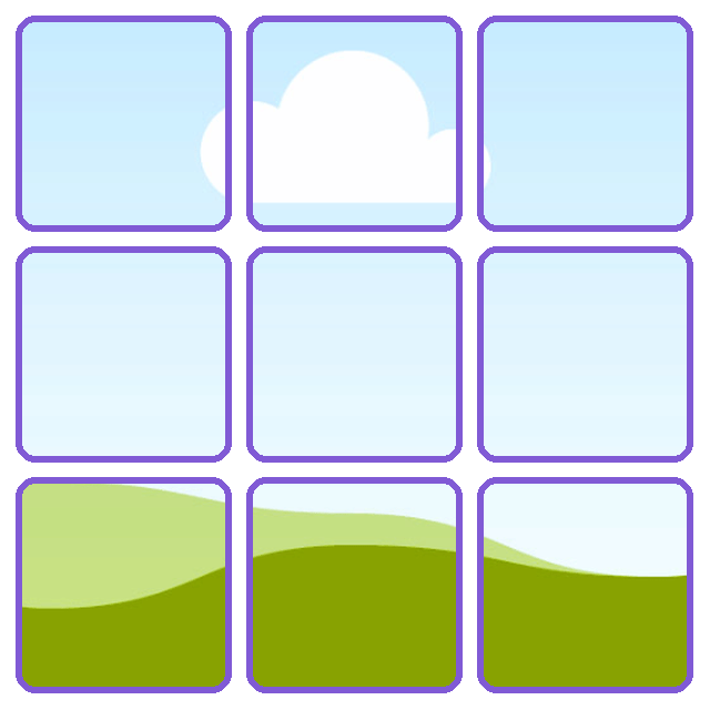 A photo split across a 3x3 grid of frame cells made with Frame Collage