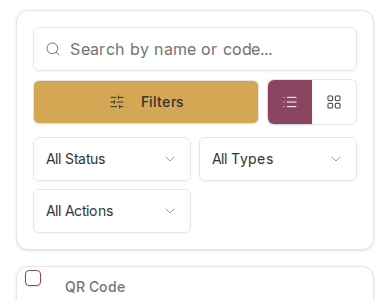 The QR Codes filters expanded on a phone