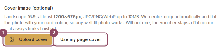 The cover image upload buttons