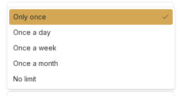 The claim frequency dropdown showing five options