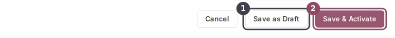 Save as Draft and Save and Activate buttons at the bottom of the edit form