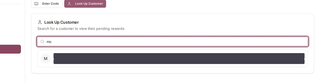 Searching for a customer by name in the Look Up Customer field