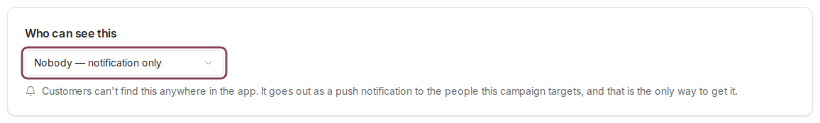 Who can see this card with a dropdown reading Nobody notification only