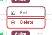 Location card menu showing Edit and Delete options