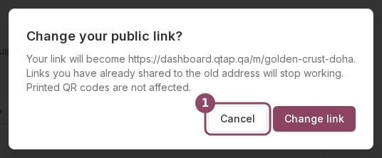 Change your public link confirmation dialog