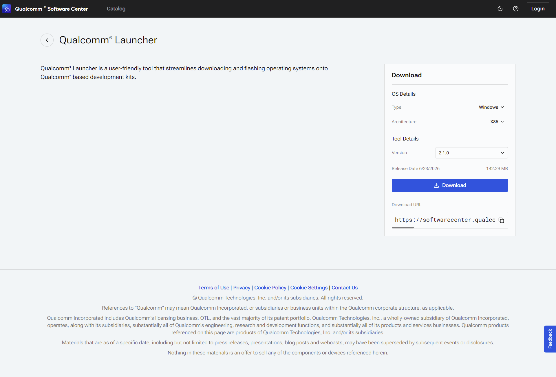 Qualcomm Launcher download page