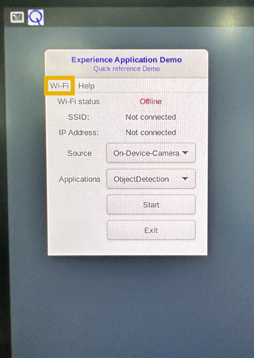 Wi-Fi selection in the Qdemo application