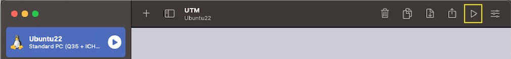 UTM main window with Play icon