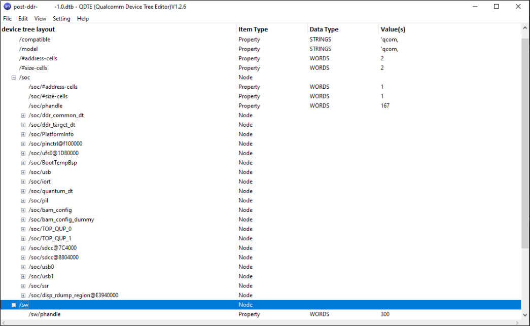 Example file opened in a tree view