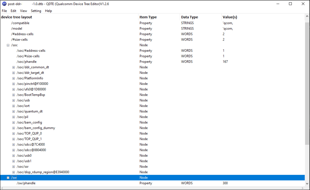 Example file opened in a tree view