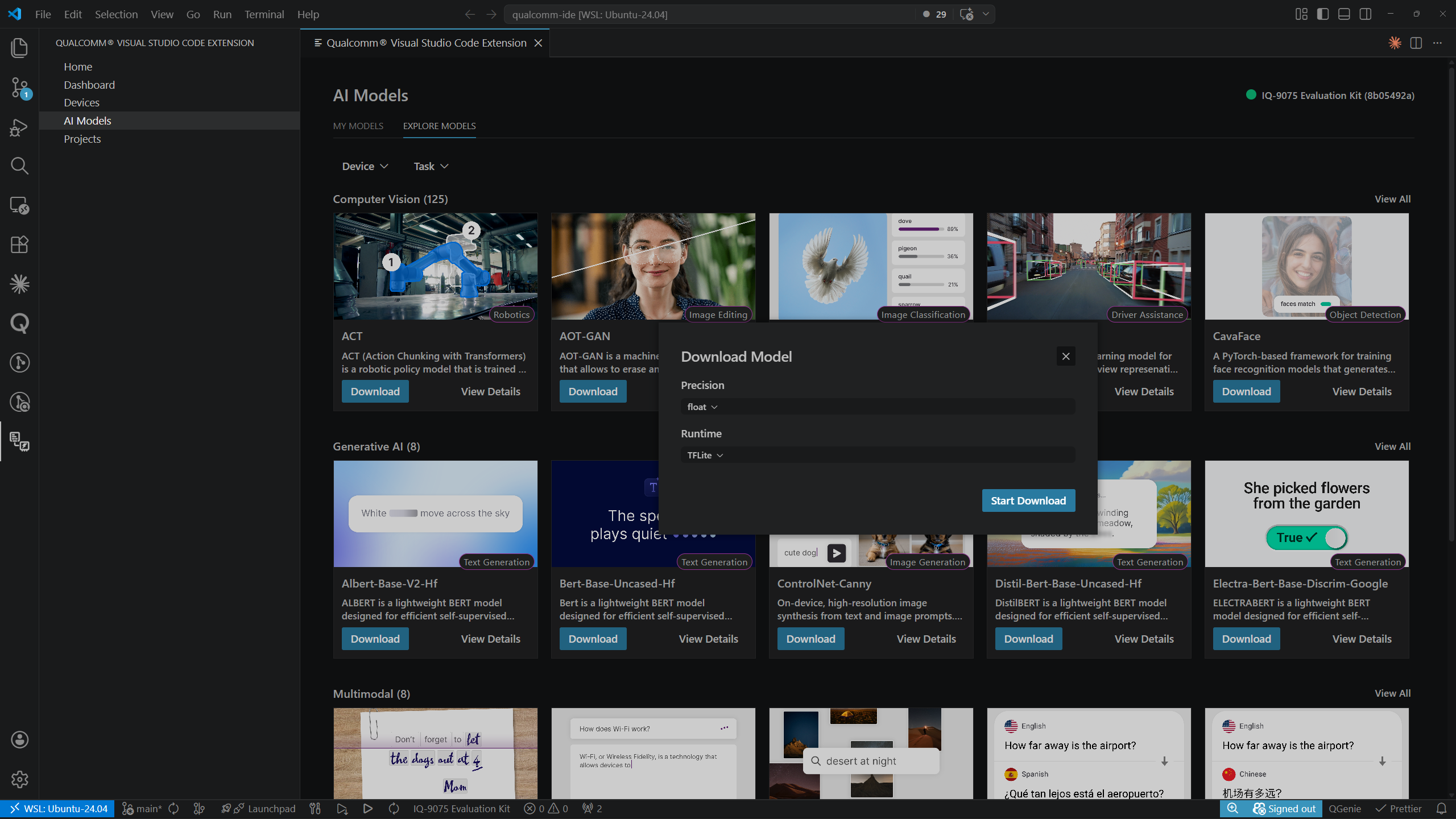 AI Models — Download Model dialog