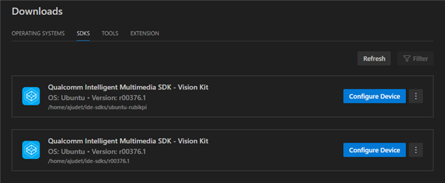 Dashboard — SDK tab