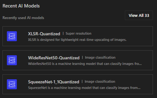 Dashboard — AI models pane