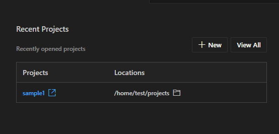 Dashboard — projects pane
