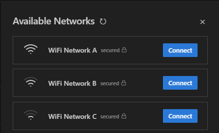 Available WiFi networks