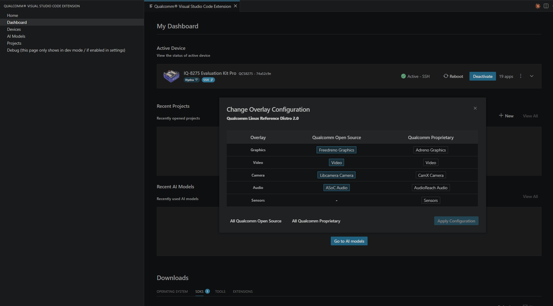 Change Overlay Configuration dialog
