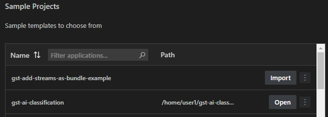 Projects — imported project