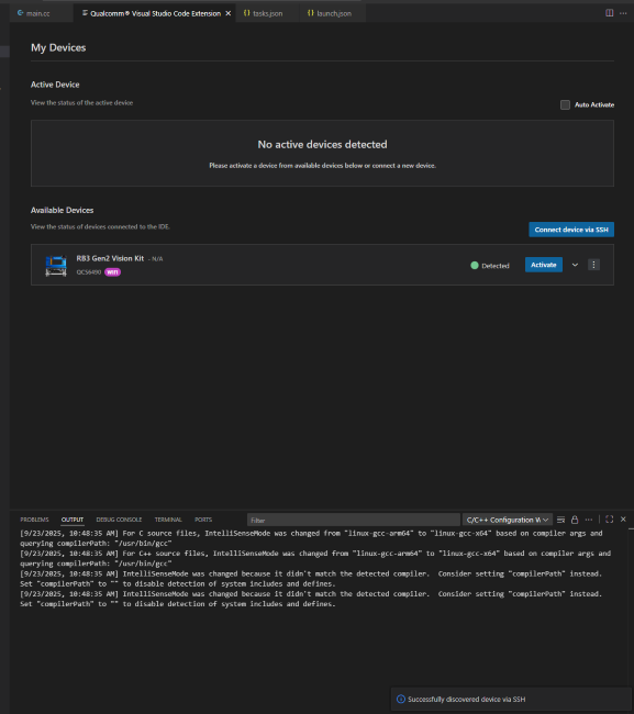 SSH connection successful