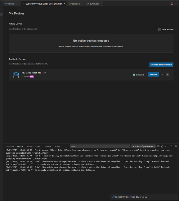 SSH connection successful