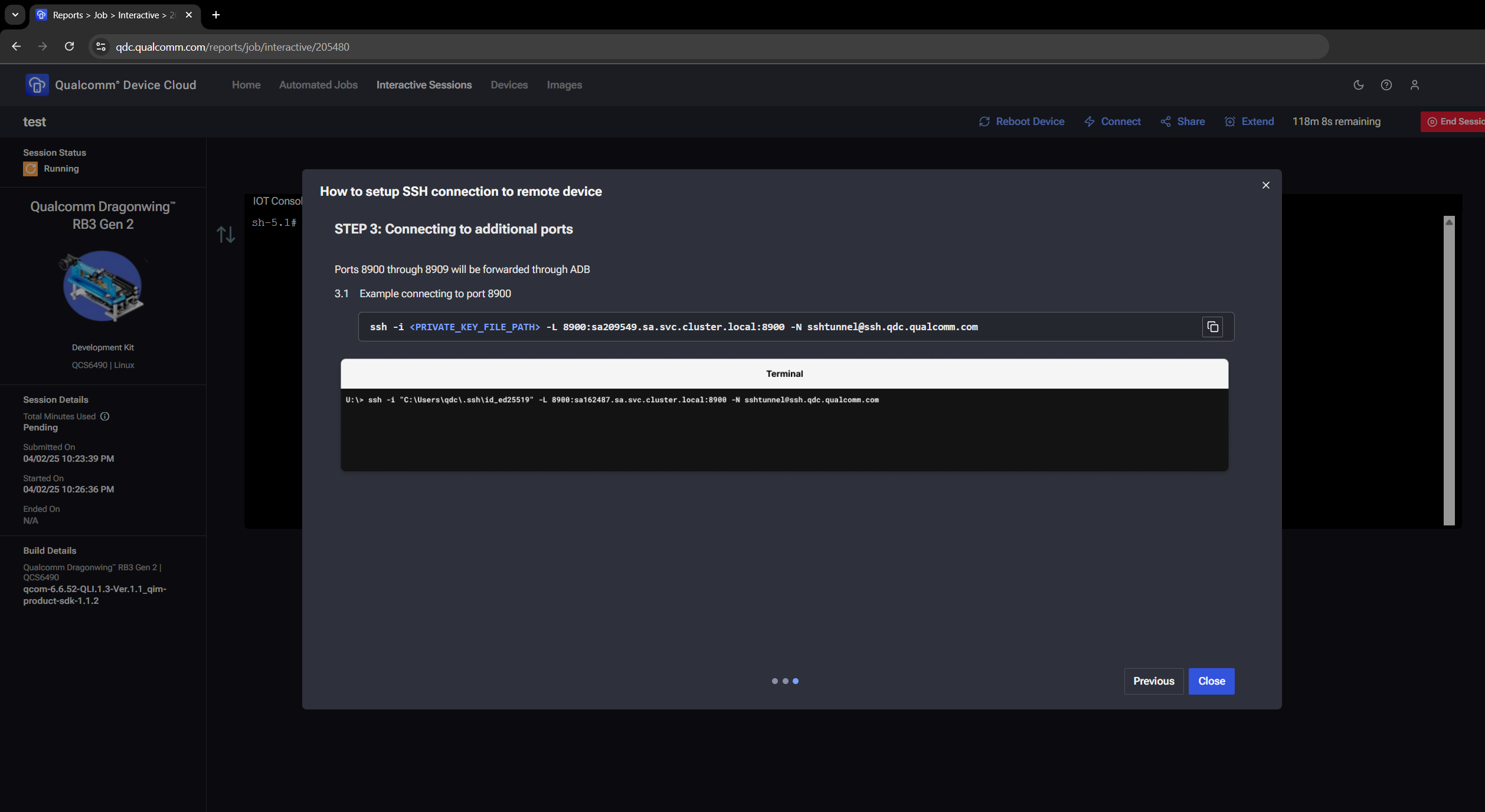 Port forwarding setup in QDC