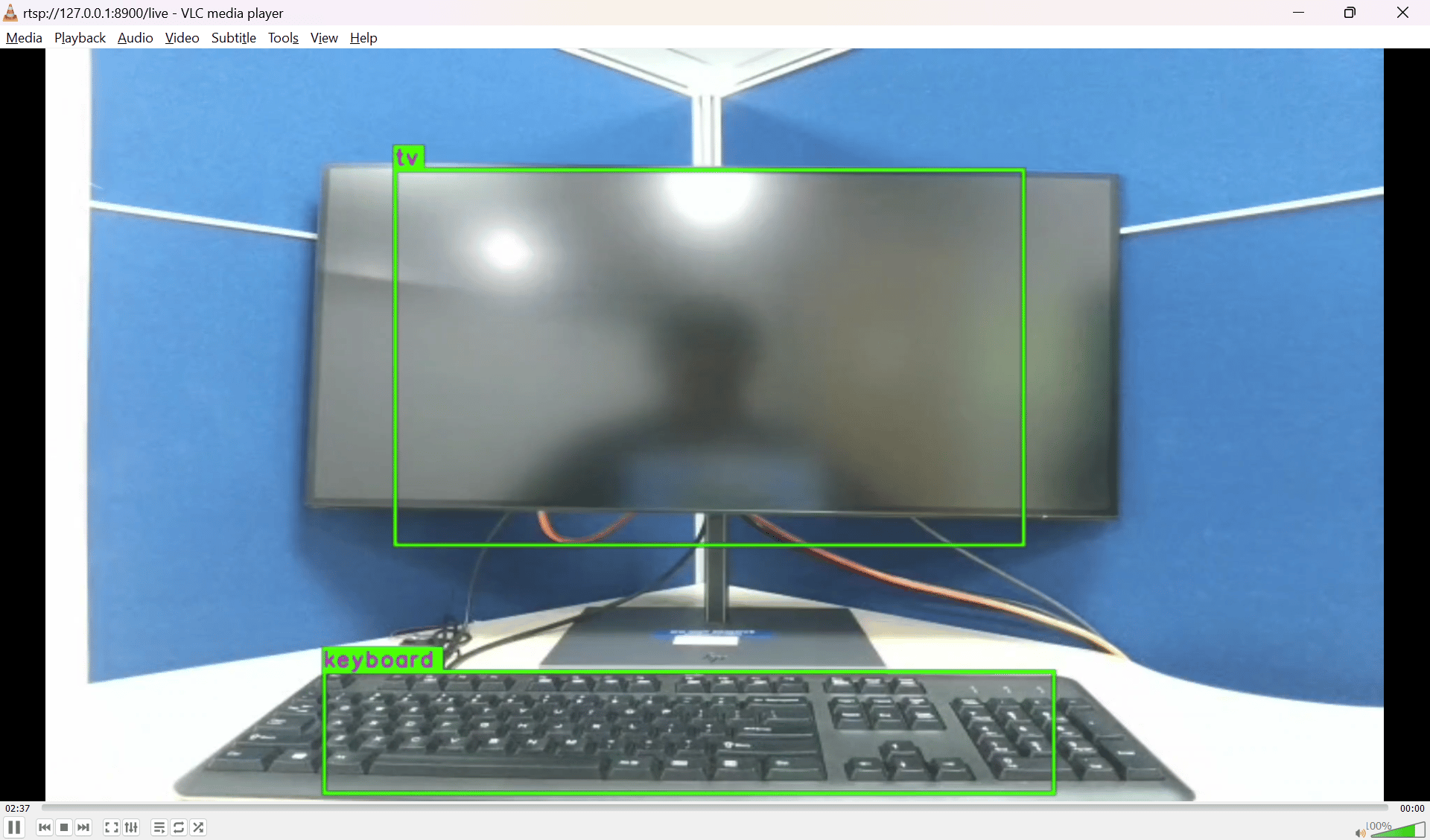 Sample application RTSP output in VLC