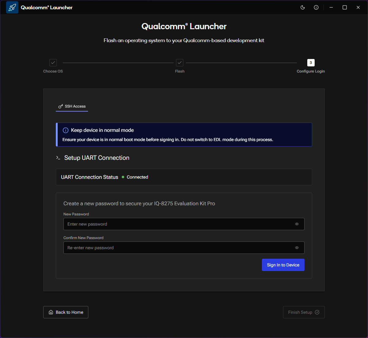 SSH Access screen