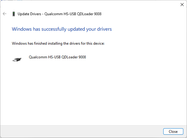 Driver successfully updated
