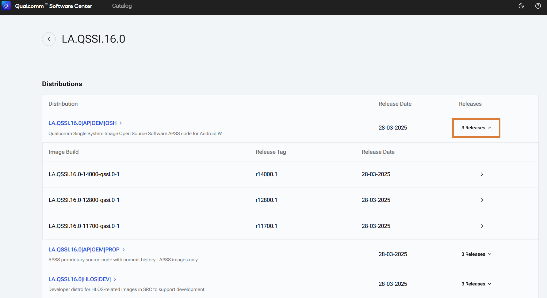 Software image releases