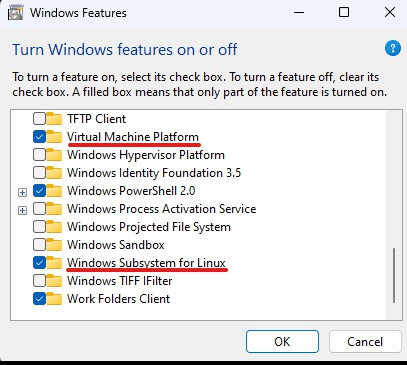 Turn Windows features on or off