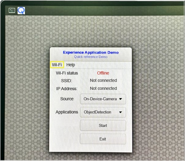 Wi-Fi selection in the Qdemo application