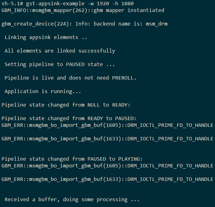 Appsink output : Expected output for gst-appsink-example application