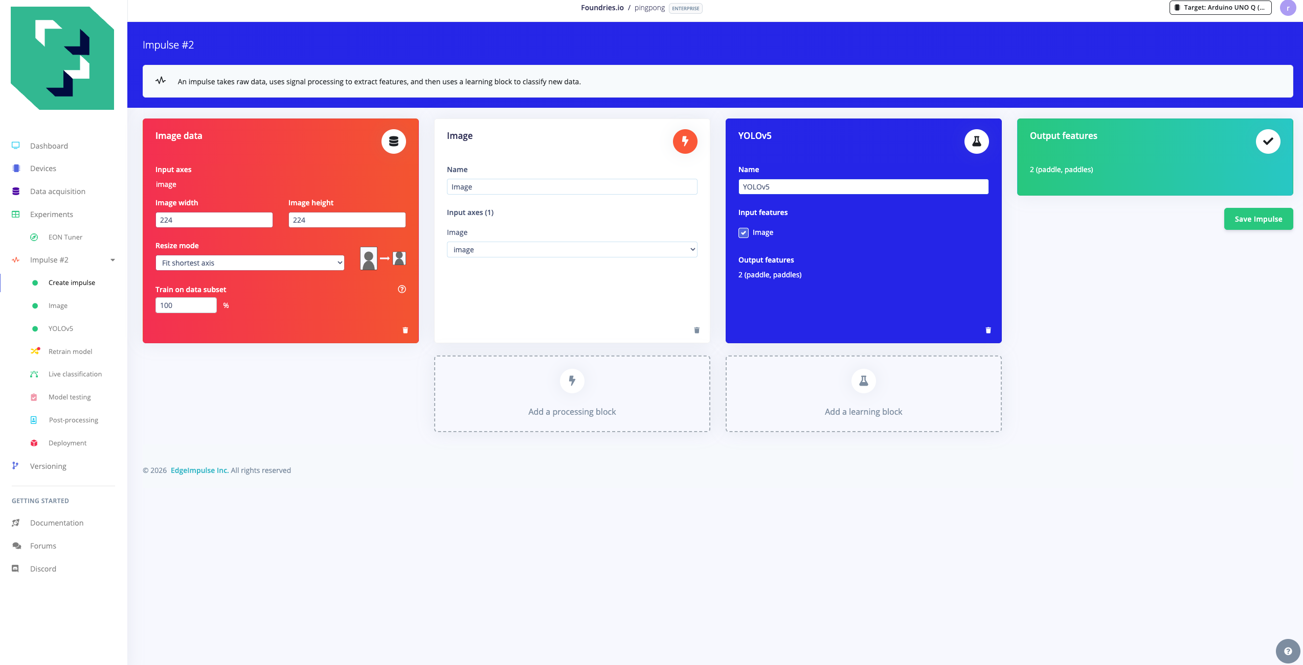 Impulse design: 320×320 Image input + YOLOv5 learning block