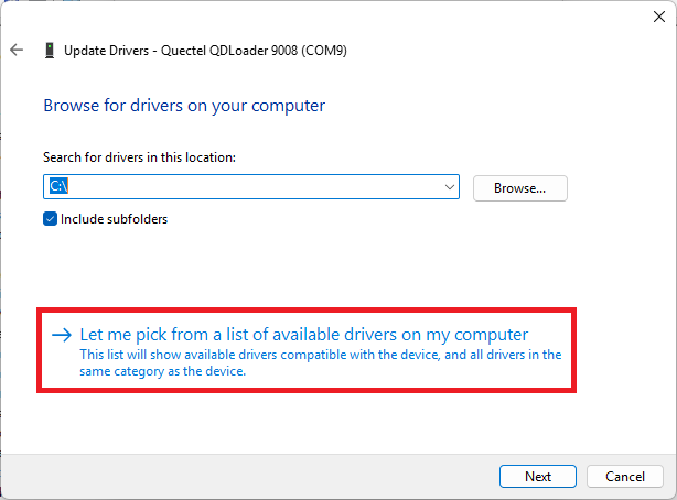 Pick from a list of drivers