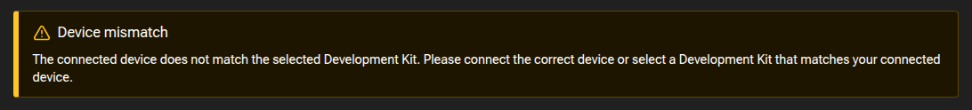 Device mismatch warning