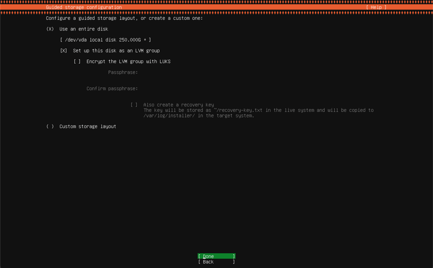 Storage configuration with LVM group