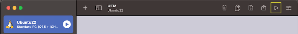 UTM main window with Play icon
