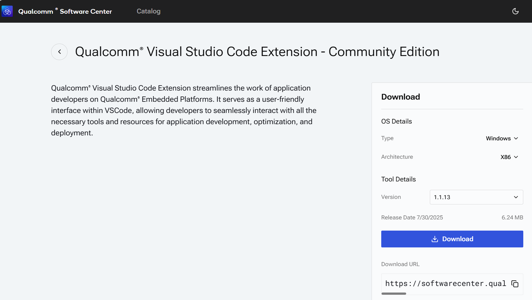 Qualcomm Software Center — download page