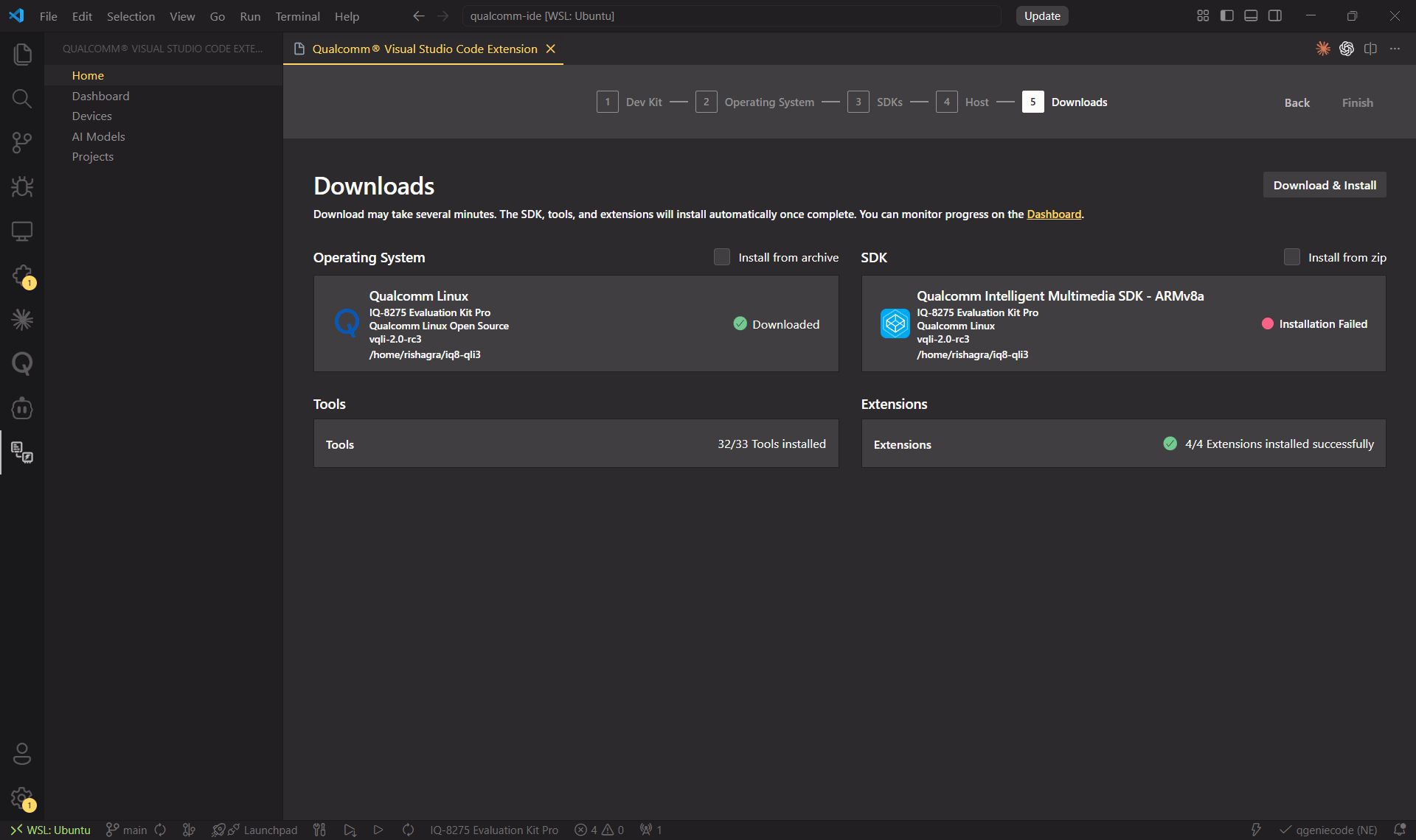 Wizard — downloads and installation