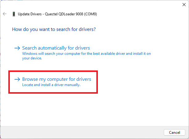 Update Driver dialog