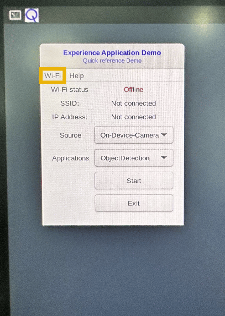 Wi-Fi selection in the Qdemo application