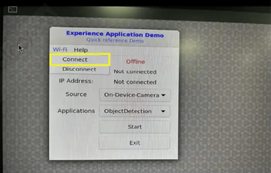 Wi-Fi selection in the Qdemo application