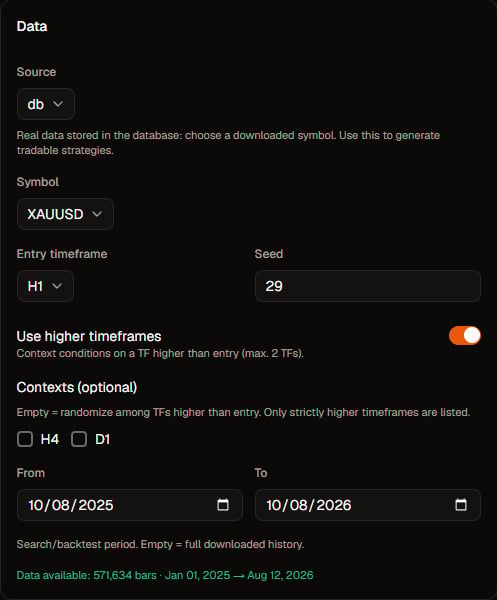 Higher timeframes toggle and contexts