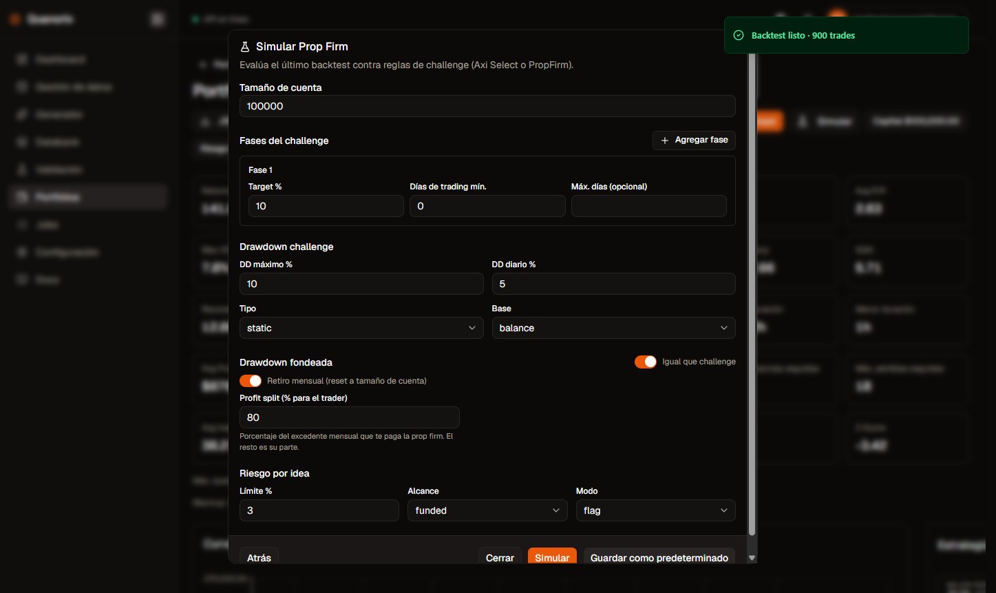 Simulate Prop Firm modal with PropFirm form