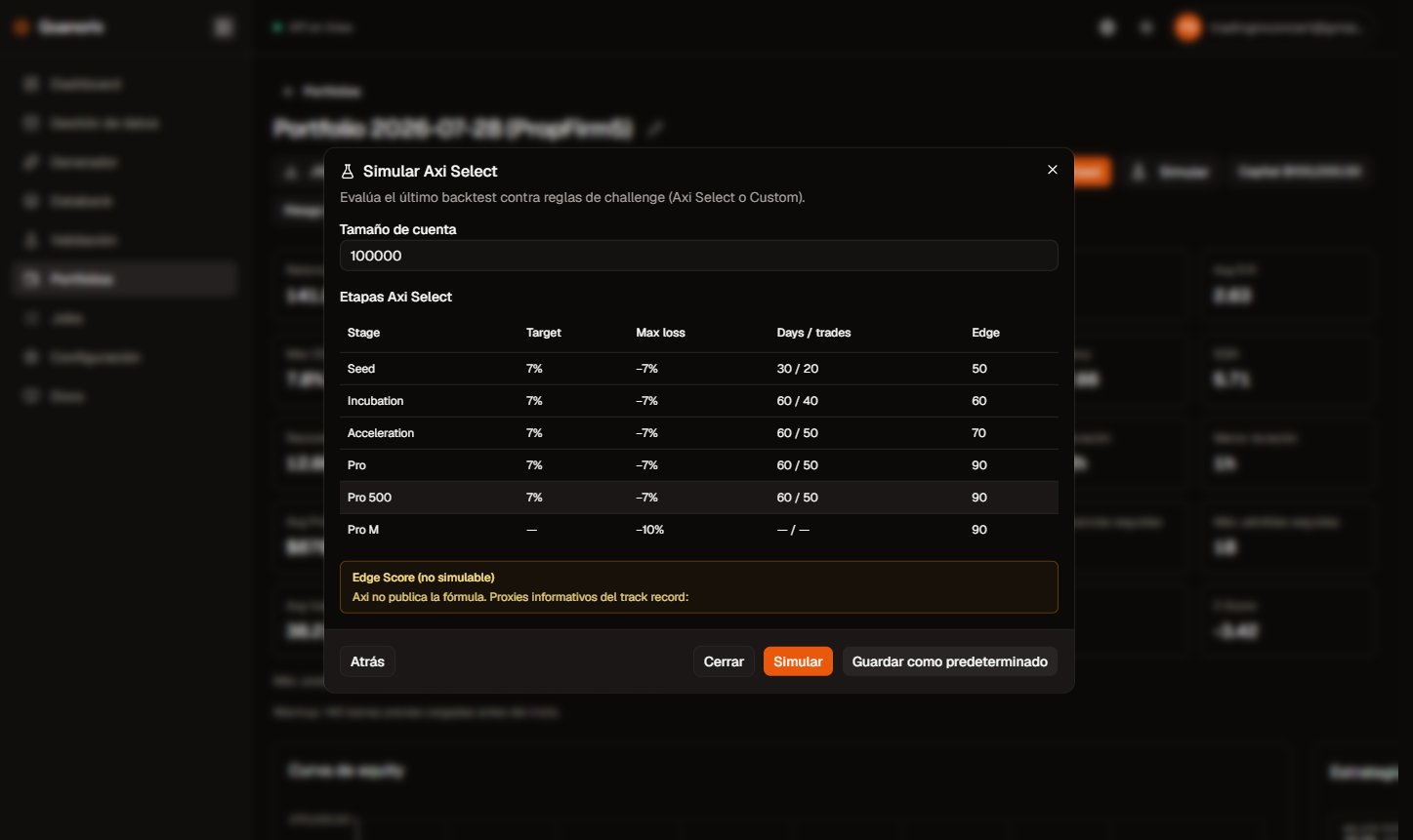Modal Simular Axi Select con tabla de etapas