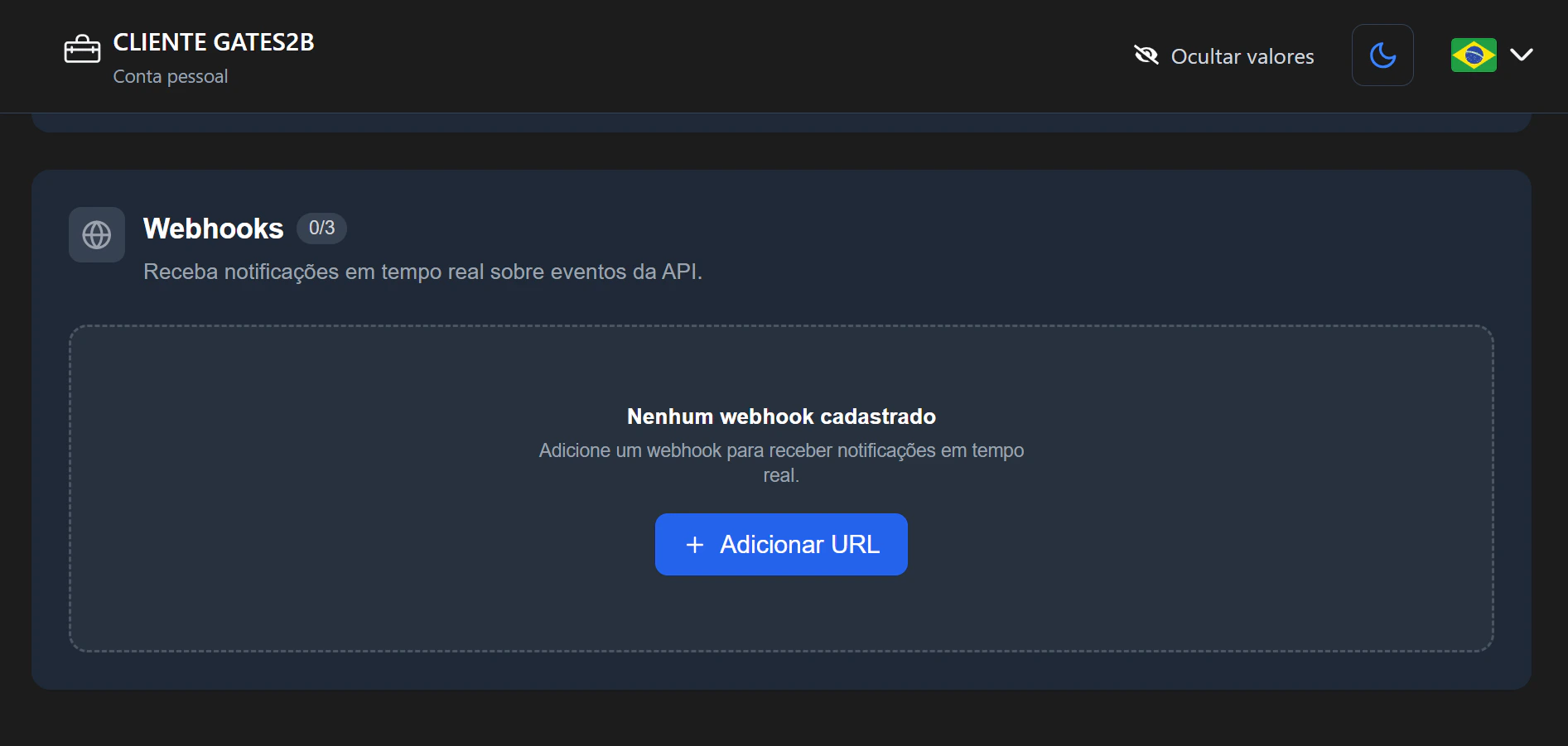 Cadastrar webhook