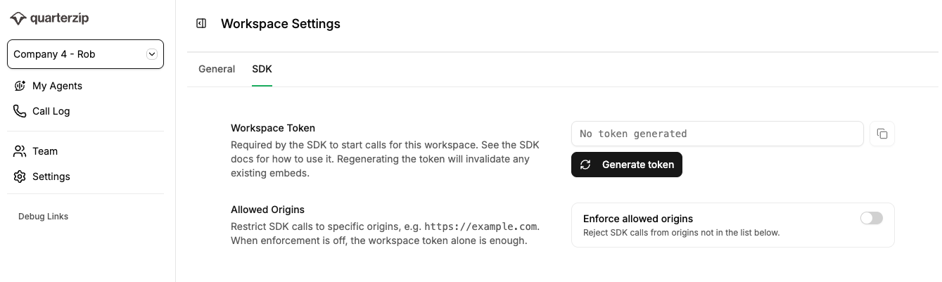 SDK Settings Screenshot